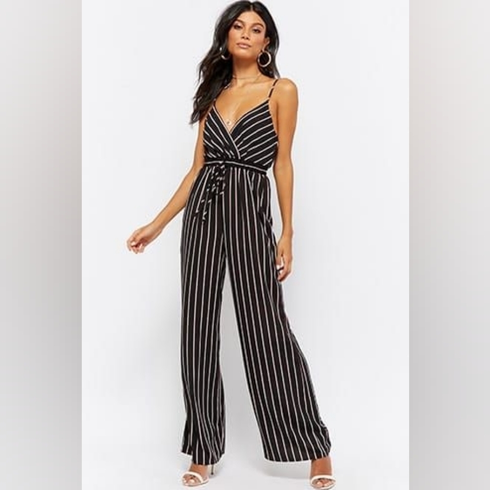Elegant Black Striped Jumpsuit